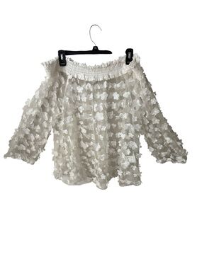 Love Letter Collection Off the Shoulder 3-D Sheer Floral appliqué Overlay Sz 3X